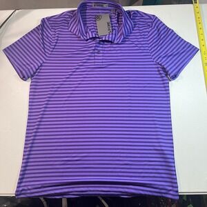 G/Fore Perforated Striped Purple Golf Polo Shirt Men's‎ Size Large $110 msrp